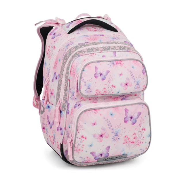 Obrázok z Bagmaster DOPI 25 A školní batoh – motýlci Růžová 23 l