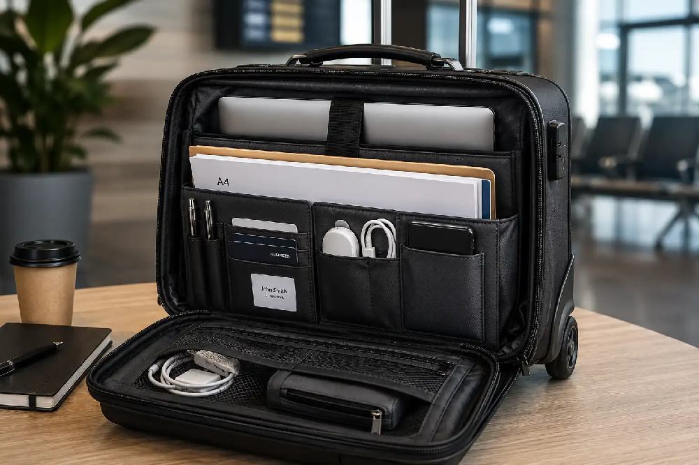 Pilotný kufor s priehradkou na notebook a organizáciou dokumentov