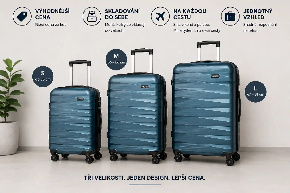 Sada cestovných kufrov S M L v rovnakom dizajne