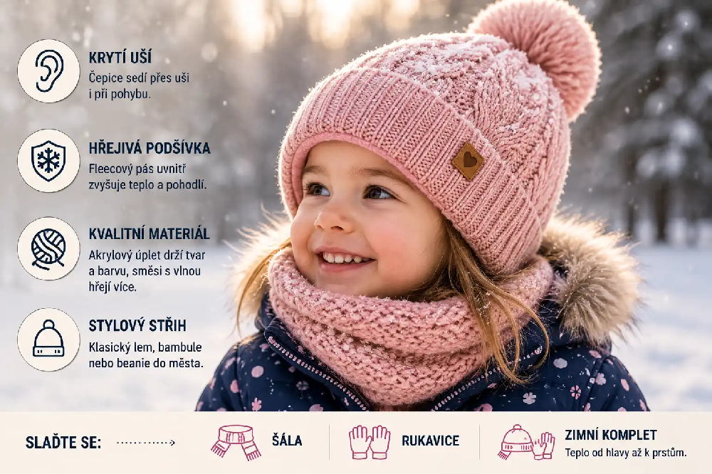 Detská zimná pletená čiapka s podšívkou