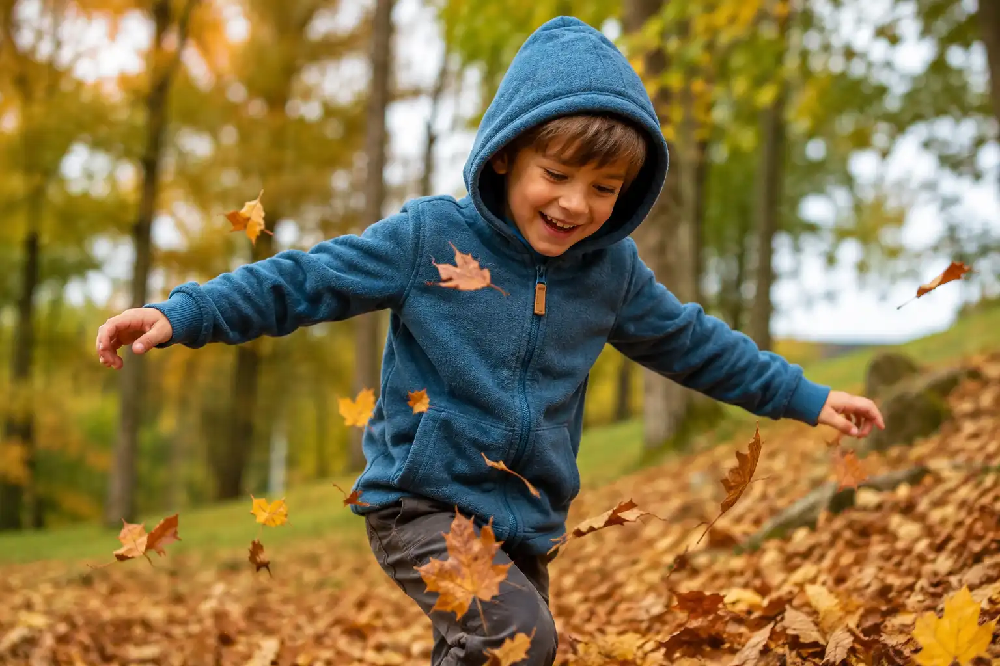 Detská mikina s kapucňou ako druhá vrstva na jeseň